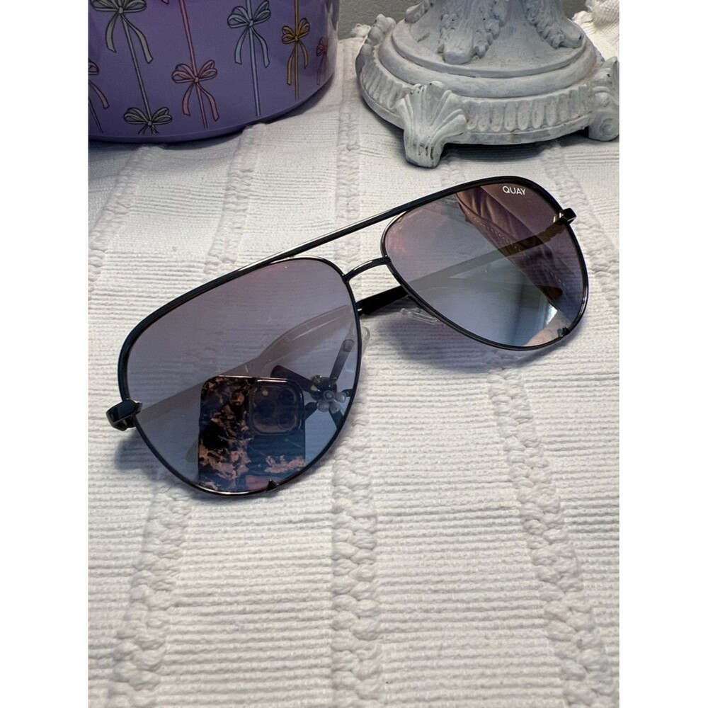 Quay Aviator Sunglasses with Blue Gradient Lenses